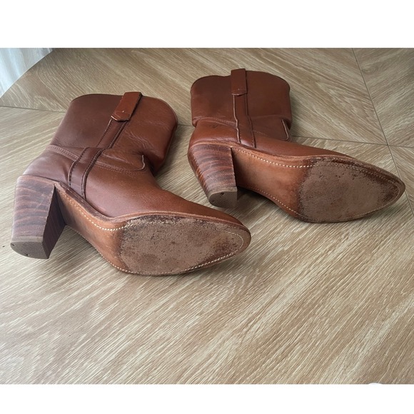 VTG 90s Frye Western Heeled Cowboy Boots Leather Brown 7.5 B Cowgirl Country - Picture 6 of 7